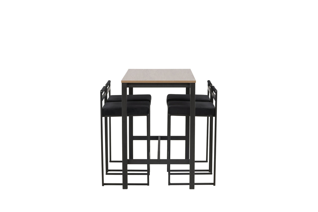 Venture Home Camden Bar Table - Walnut / Walnut MDF +Opelika Bar Chair - Black / Black Velvet _4