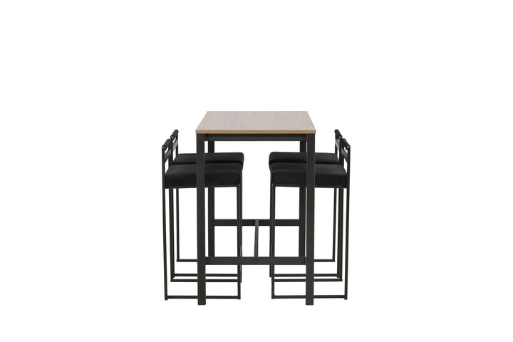 Venture Home Camden Bar Table - Walnut / Walnut MDF +Opelika Bar Chair - Black / Black Velvet _4