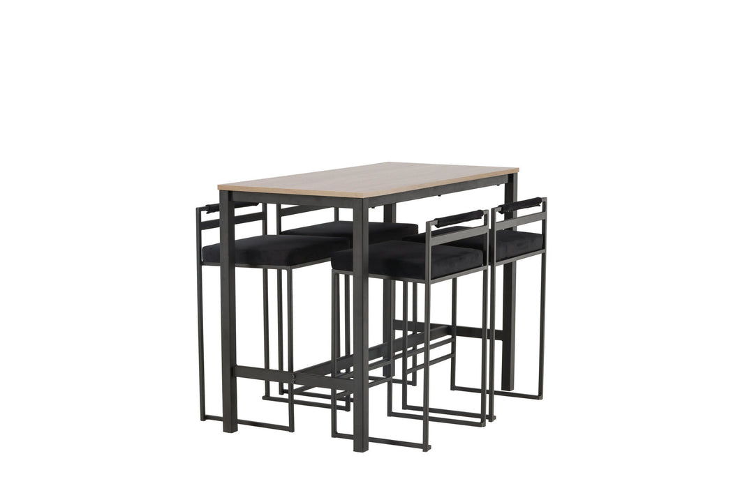 Venture Home Camden Bar Table - Walnut / Walnut MDF +Opelika Bar Chair - Black / Black Velvet _4