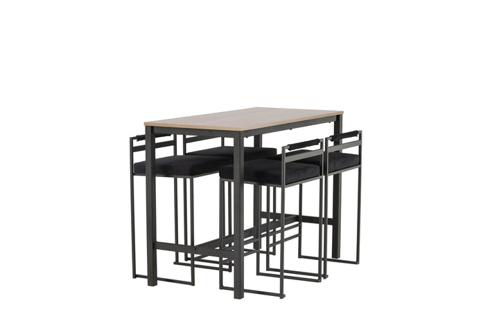 Venture Home Camden Bar Table - Walnut / Walnut MDF +Opelika Bar Chair - Black / Black Velvet _4