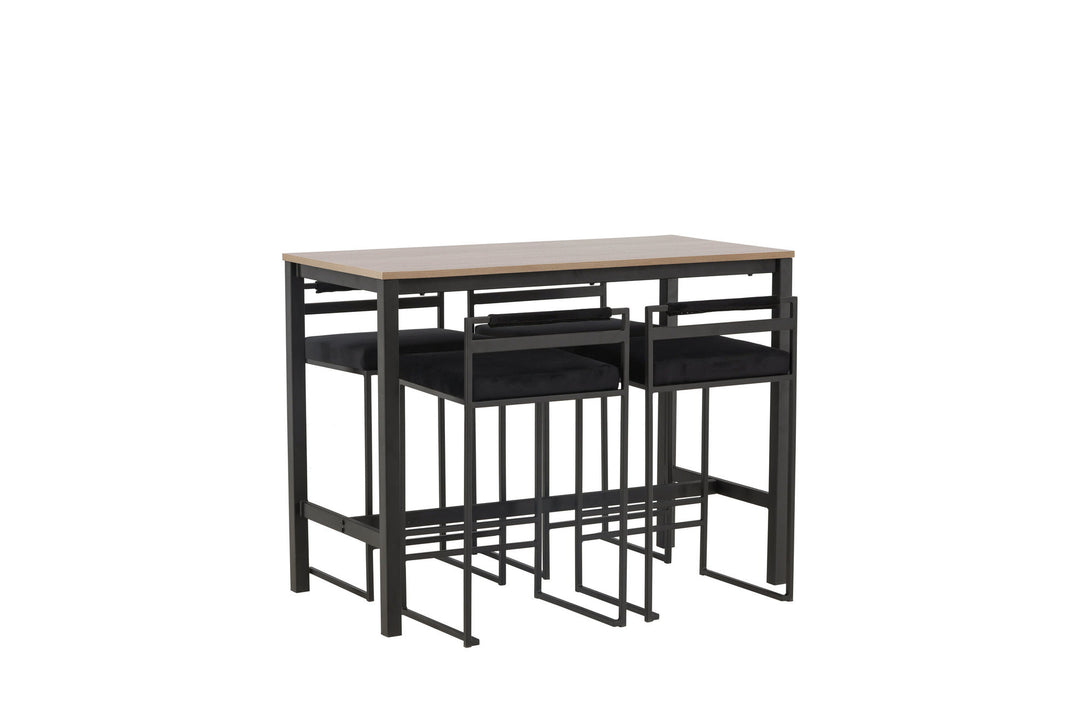 Venture Home Camden Bar Table - Walnut / Walnut MDF +Opelika Bar Chair - Black / Black Velvet _4