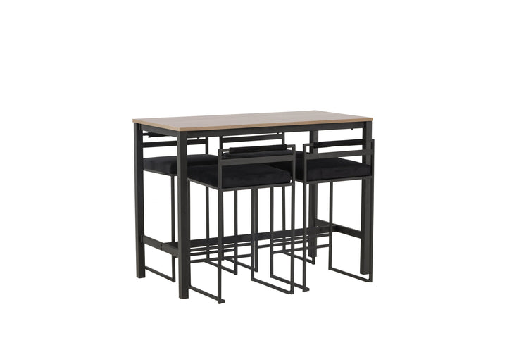 Venture Home Camden Bar Table - Walnut / Walnut MDF +Opelika Bar Chair - Black / Black Velvet _4