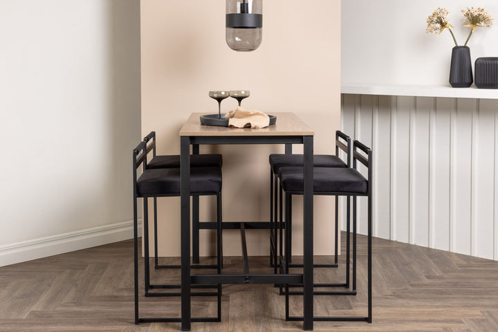 Venture Home Camden Bar Table - Walnut / Walnut MDF +Opelika Bar Chair - Black / Black Velvet _4