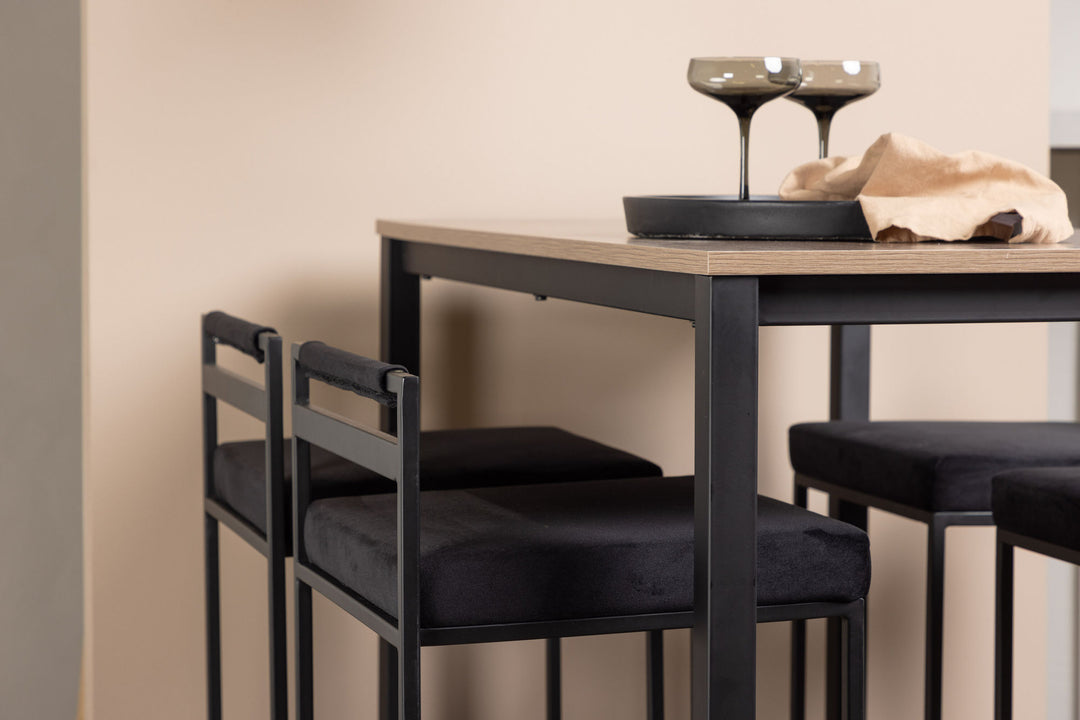Venture Home Camden Bar Table - Walnut / Walnut MDF +Opelika Bar Chair - Black / Black Velvet _4
