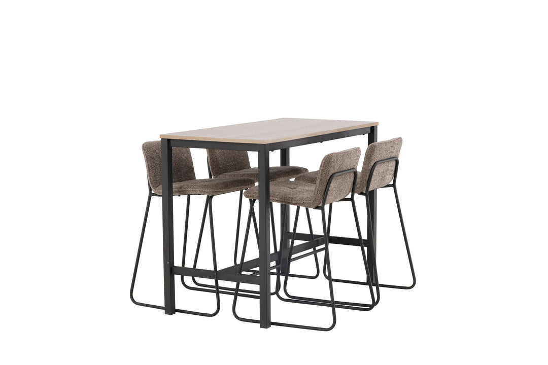 Venture Home Camden Bar Table - Walnut / Walnut MDF +Bisbee Bar Chair - Black / Dark Grey Microfiber _4