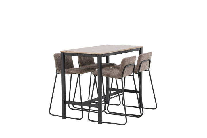 Venture Home Camden Bar Table - Walnut / Walnut MDF +Bisbee Bar Chair - Black / Dark Grey Microfiber _4