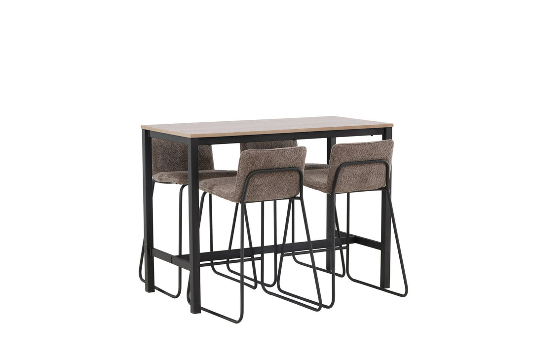 Venture Home Camden Bar Table - Walnut / Walnut MDF +Bisbee Bar Chair - Black / Dark Grey Microfiber _4