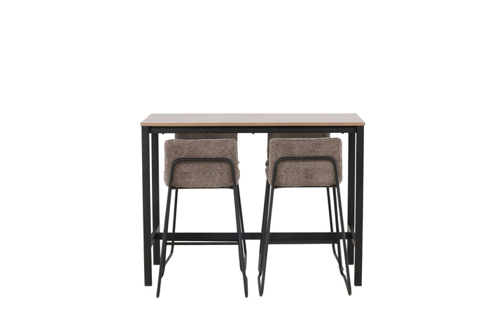 Venture Home Camden Bar Table - Walnut / Walnut MDF +Bisbee Bar Chair - Black / Dark Grey Microfiber _4