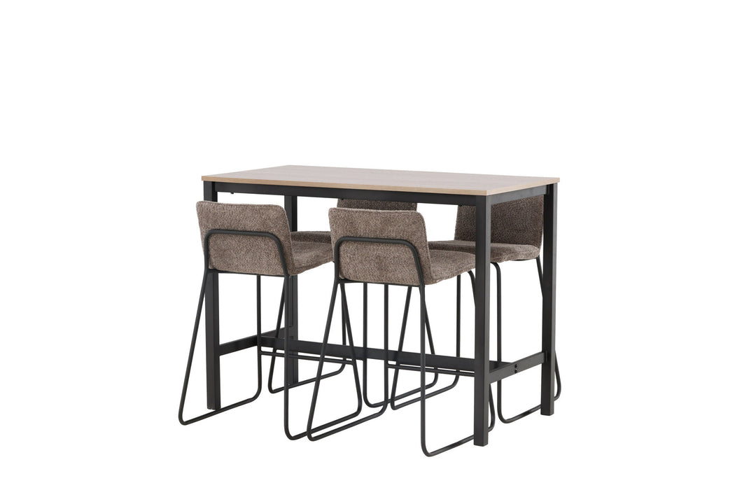 Venture Home Camden Bar Table - Walnut / Walnut MDF +Bisbee Bar Chair - Black / Dark Grey Microfiber _4