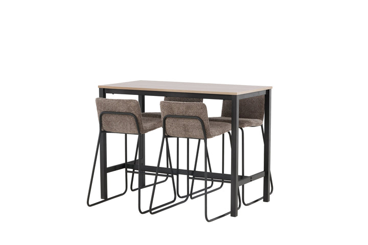 Venture Home Camden Bar Table - Walnut / Walnut MDF +Bisbee Bar Chair - Black / Dark Grey Microfiber _4
