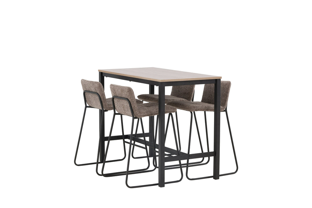 Venture Home Camden Bar Table - Walnut / Walnut MDF +Bisbee Bar Chair - Black / Dark Grey Microfiber _4