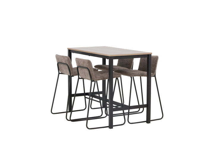 Venture Home Camden Bar Table - Walnut / Walnut MDF +Bisbee Bar Chair - Black / Dark Grey Microfiber _4