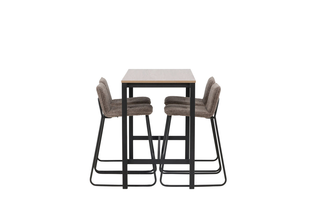 Venture Home Camden Bar Table - Walnut / Walnut MDF +Bisbee Bar Chair - Black / Dark Grey Microfiber _4