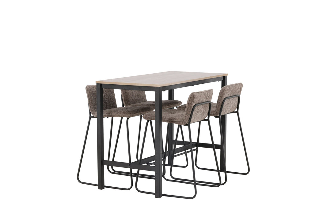 Venture Home Camden Bar Table - Walnut / Walnut MDF +Bisbee Bar Chair - Black / Dark Grey Microfiber _4