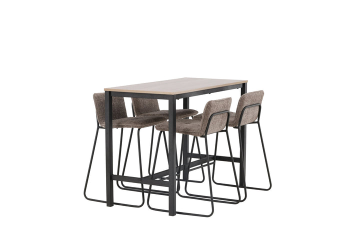 Venture Home Camden Bar Table - Walnut / Walnut MDF +Bisbee Bar Chair - Black / Dark Grey Microfiber _4