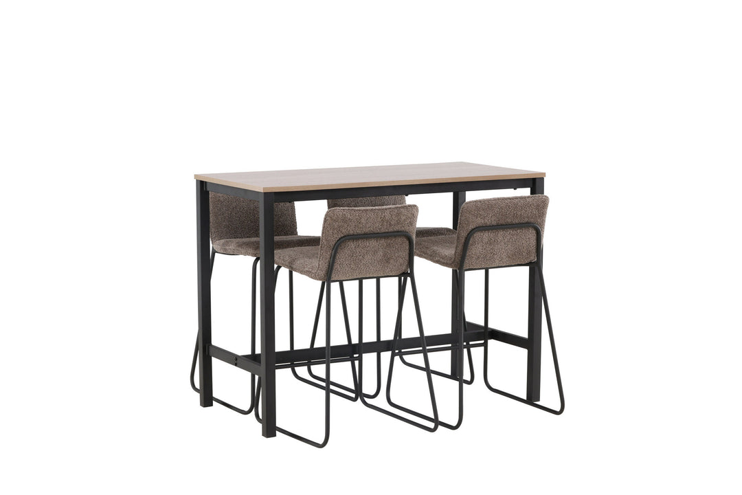 Venture Home Camden Bar Table - Walnut / Walnut MDF +Bisbee Bar Chair - Black / Dark Grey Microfiber _4
