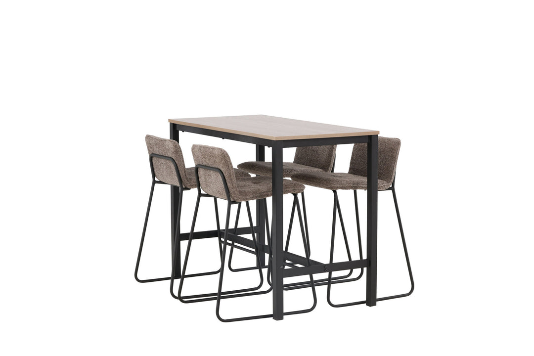 Venture Home Camden Bar Table - Walnut / Walnut MDF +Bisbee Bar Chair - Black / Dark Grey Microfiber _4
