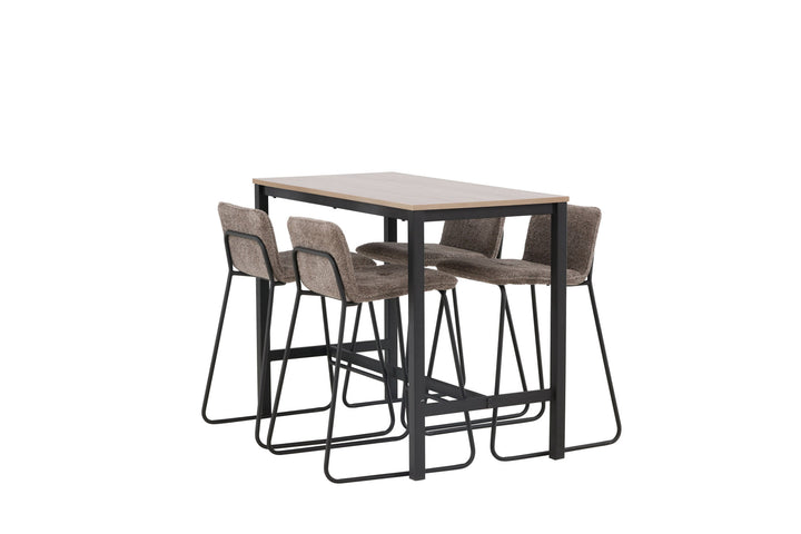 Venture Home Camden Bar Table - Walnut / Walnut MDF +Bisbee Bar Chair - Black / Dark Grey Microfiber _4