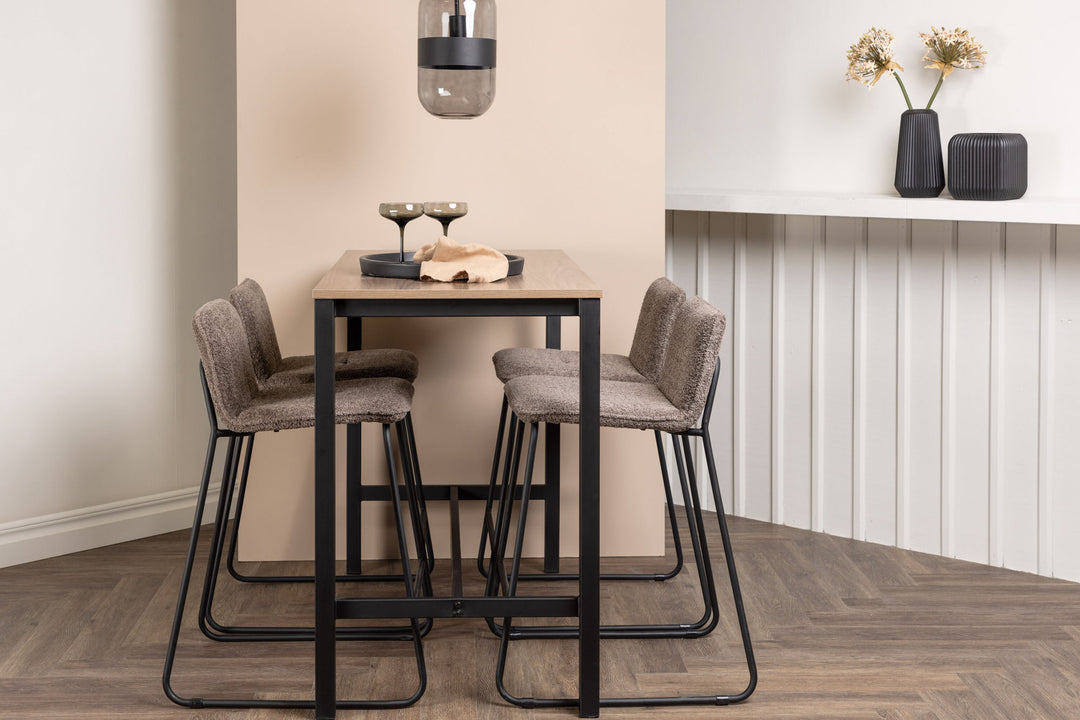 Venture Home Camden Bar Table - Walnut / Walnut MDF +Bisbee Bar Chair - Black / Dark Grey Microfiber _4