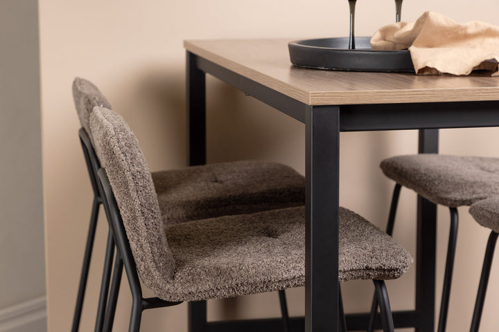 Venture Home Camden Bar Table - Walnut / Walnut MDF +Bisbee Bar Chair - Black / Dark Grey Microfiber _4