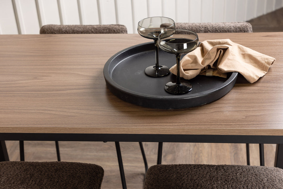 Venture Home Camden Bar Table - Walnut / Walnut MDF +Bisbee Bar Chair - Black / Dark Grey Microfiber _4