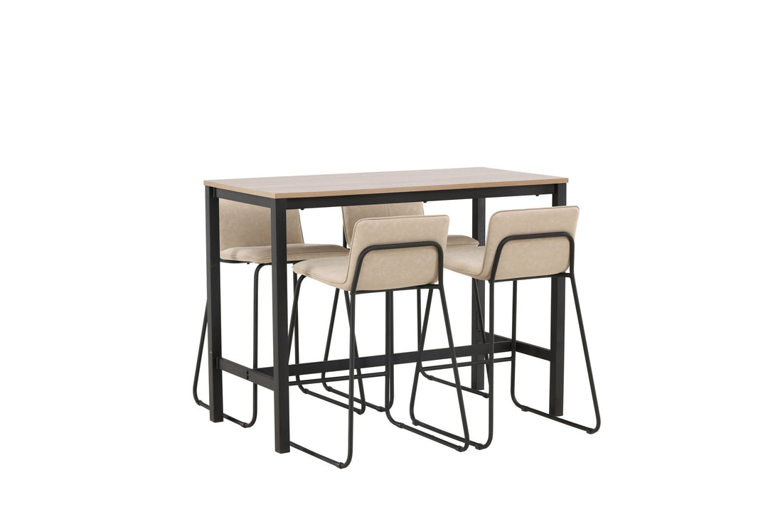 Venture Home Camden Bar Table - Walnut / Walnut MDF +Bisbee Bar Chair - Black / Beige Microfiber _4