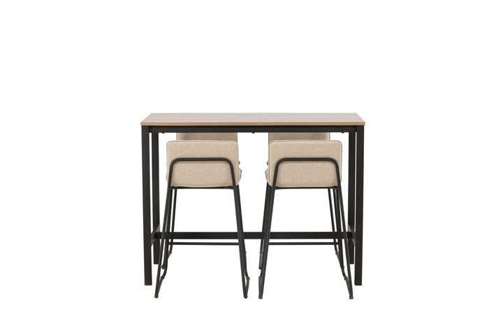 Venture Home Camden Bar Table - Walnut / Walnut MDF +Bisbee Bar Chair - Black / Beige Microfiber _4