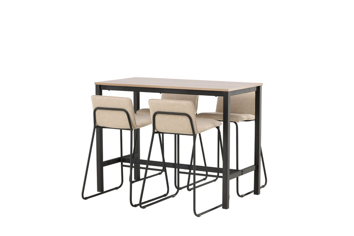 Venture Home Camden Bar Table - Walnut / Walnut MDF +Bisbee Bar Chair - Black / Beige Microfiber _4