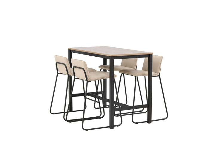 Venture Home Camden Bar Table - Walnut / Walnut MDF +Bisbee Bar Chair - Black / Beige Microfiber _4