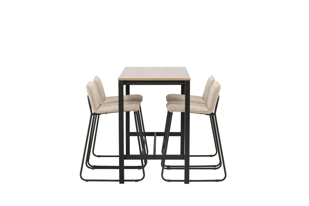 Venture Home Camden Bar Table - Walnut / Walnut MDF +Bisbee Bar Chair - Black / Beige Microfiber _4