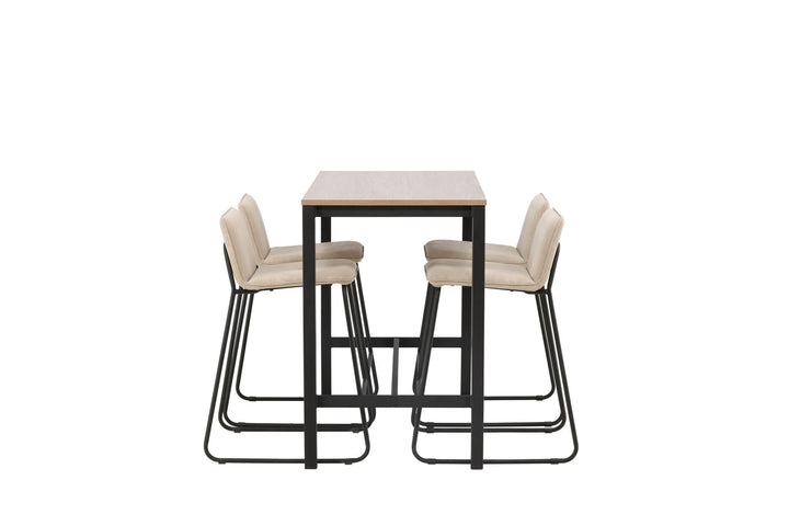 Venture Home Camden Bar Table - Walnut / Walnut MDF +Bisbee Bar Chair - Black / Beige Microfiber _4