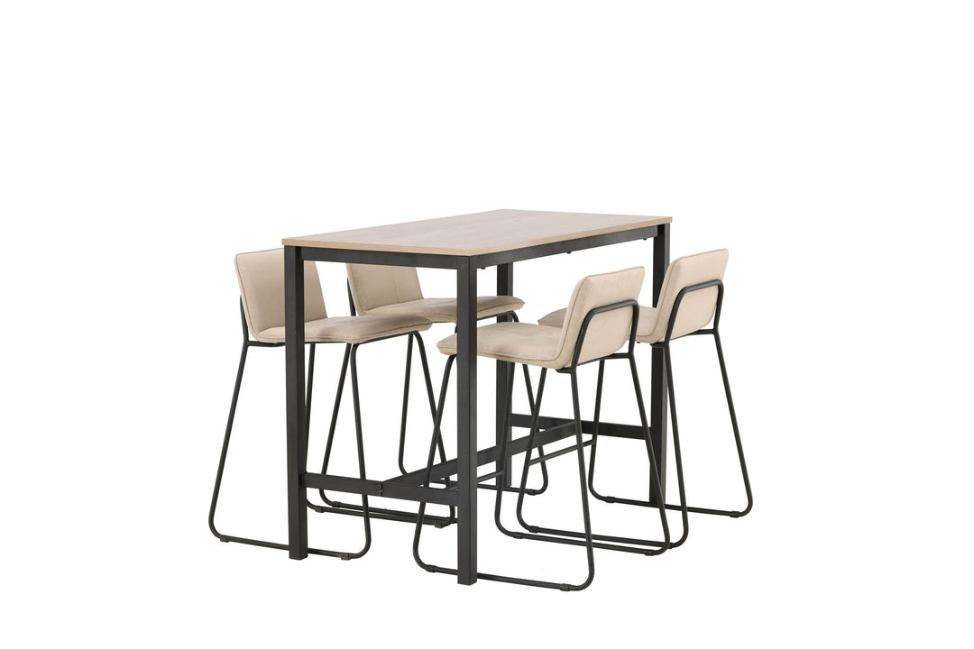 Venture Home Camden Bar Table - Walnut / Walnut MDF +Bisbee Bar Chair - Black / Beige Microfiber _4