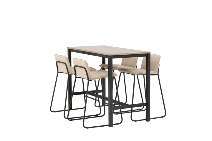 Venture Home Camden Bar Table - Walnut / Walnut MDF +Bisbee Bar Chair - Black / Beige Microfiber _4