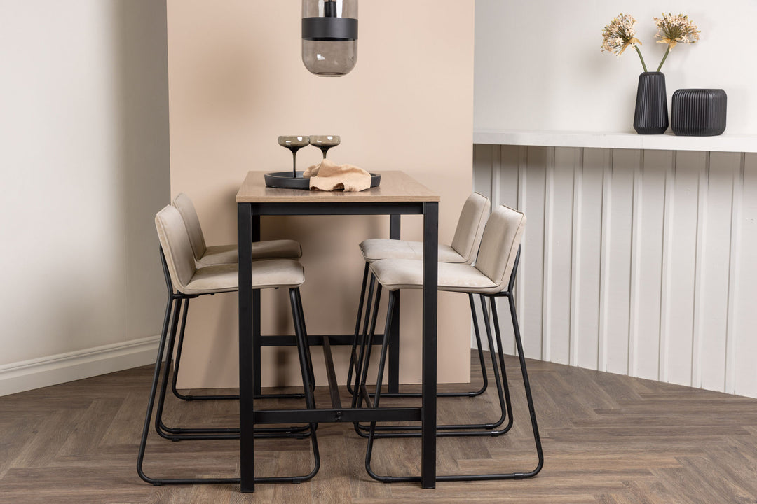 Venture Home Camden Bar Table - Walnut / Walnut MDF +Bisbee Bar Chair - Black / Beige Microfiber _4