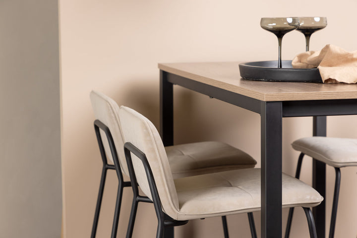 Venture Home Camden Bar Table - Walnut / Walnut MDF +Bisbee Bar Chair - Black / Beige Microfiber _4