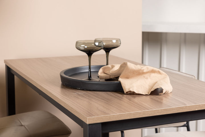 Venture Home Camden Bar Table - Walnut / Walnut MDF +Bisbee Bar Chair - Black / Beige Microfiber _4