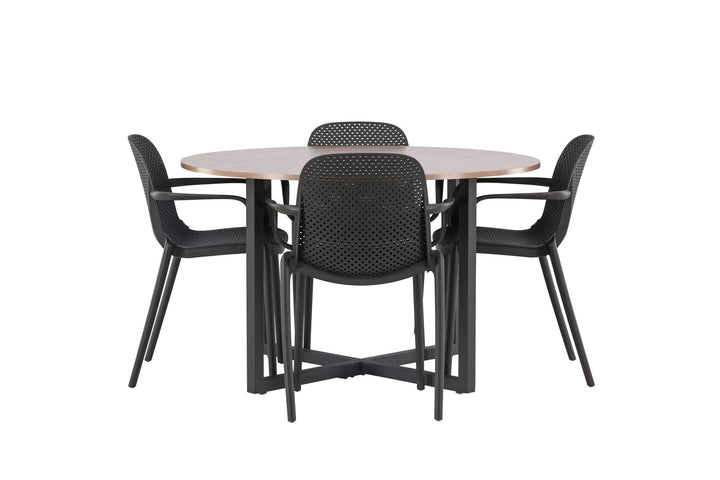 Venture Home Durango Dining Table - Black / Walnut MDF +Baltimore Dining Chair - Black / Black Plastic _4