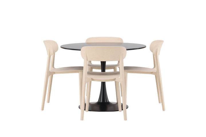 Venture Home Glade Dining Table - Black / Black MDF +Åstol Dining Chair - Nature Wood plastic composite _4