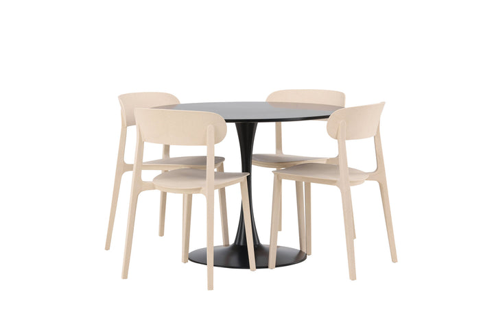 Venture Home Glade Dining Table - Black / Black MDF +Åstol Dining Chair - Nature Wood plastic composite _4