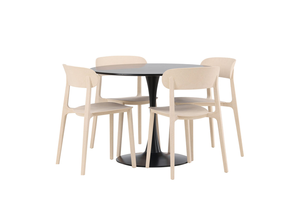 Venture Home Glade Dining Table - Black / Black MDF +Åstol Dining Chair - Nature Wood plastic composite _4