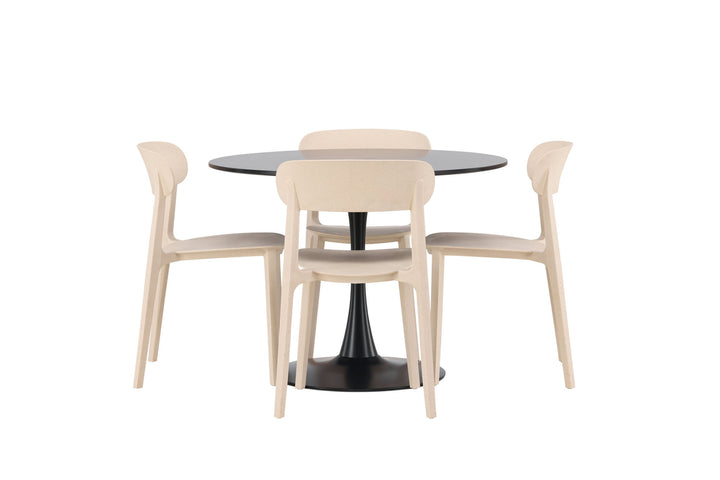 Venture Home Glade Dining Table - Black / Black MDF +Åstol Dining Chair - Nature Wood plastic composite _4