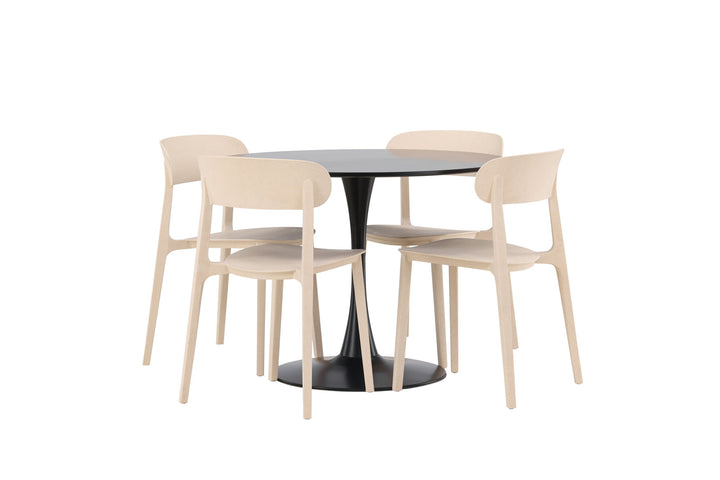 Venture Home Glade Dining Table - Black / Black MDF +Åstol Dining Chair - Nature Wood plastic composite _4