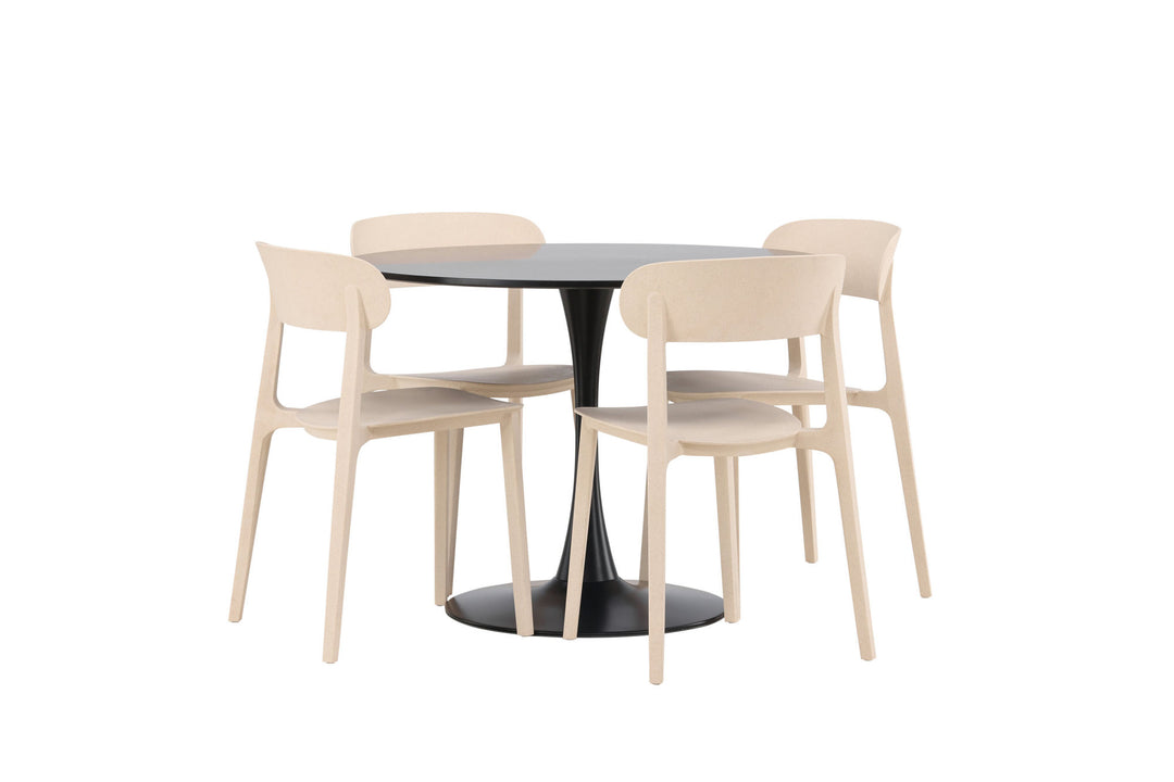 Venture Home Glade Dining Table - Black / Black MDF +Åstol Dining Chair - Nature Wood plastic composite _4