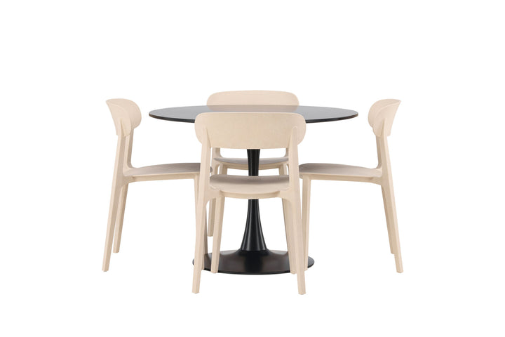 Venture Home Glade Dining Table - Black / Black MDF +Åstol Dining Chair - Nature Wood plastic composite _4