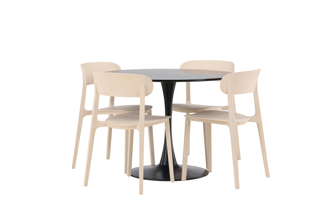 Venture Home Glade Dining Table - Black / Black MDF +Åstol Dining Chair - Nature Wood plastic composite _4