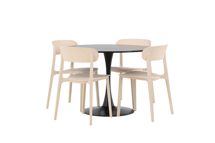 Venture Home Glade Dining Table - Black / Black MDF +Åstol Dining Chair - Nature Wood plastic composite _4
