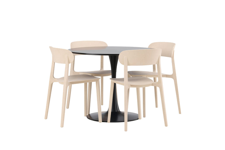 Venture Home Glade Dining Table - Black / Black MDF +Åstol Dining Chair - Nature Wood plastic composite _4