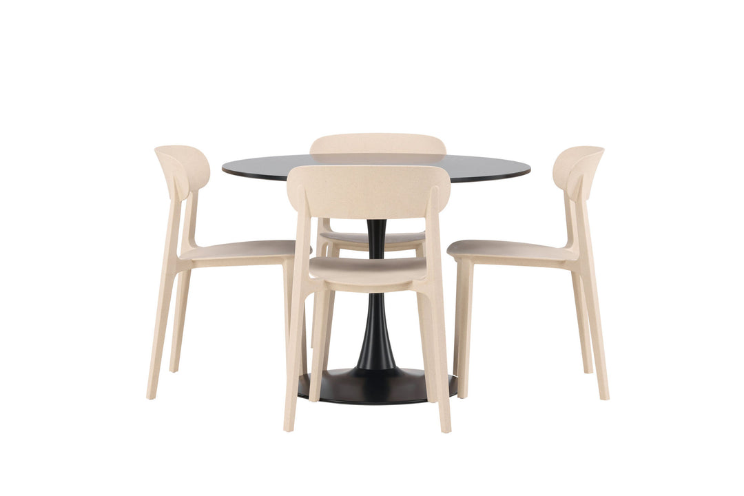 Venture Home Glade Dining Table - Black / Black MDF +Åstol Dining Chair - Nature Wood plastic composite _4
