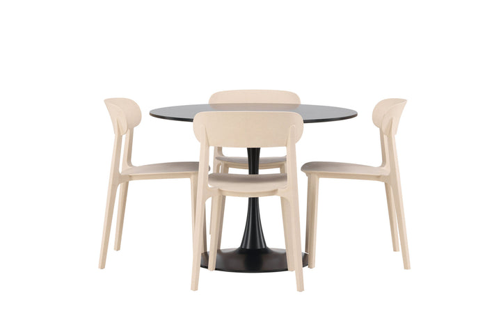 Venture Home Glade Dining Table - Black / Black MDF +Åstol Dining Chair - Nature Wood plastic composite _4