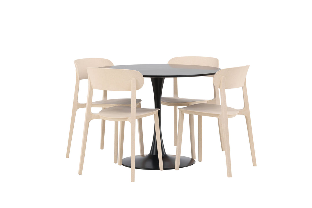 Venture Home Glade Dining Table - Black / Black MDF +Åstol Dining Chair - Nature Wood plastic composite _4